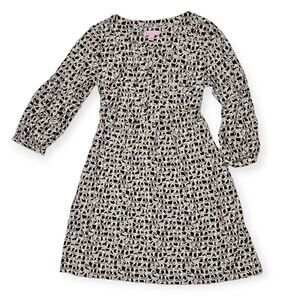 Lilly‎ Pulitzer Brown & White Elephant Half Sleeve Midi Dress Women's Size 4
